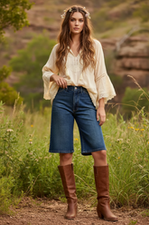 Judy Blue Dark Blue High Waist Bermuda Denim Shorts, Shorts, $ 59.00, A Moment Of Now™
