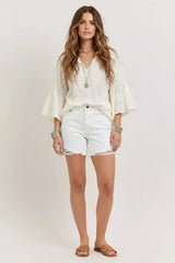 Judy Blue High Waist Rigid Magic Dad Shorts | White Denim, Shorts, $ 57.00, A Moment Of Now™