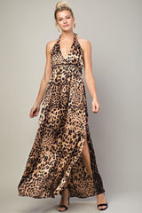 Leopard Halter Dress | Boutique In USA, , $ 48.00, A Moment Of Now™