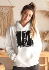 Lucina White Abstract Scribble Modern Line Art Unisex Hoodie