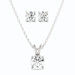 3CTW Moissanite Stud Earrings & Pendant Necklace Set in 14K White Gold Overlay, Charms & Pendants, $ 299.00, A Moment Of Now™
