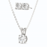 3CTW Moissanite Stud Earrings & Pendant Necklace Set in 14K White Gold Overlay, Charms & Pendants, $ 299.00, A Moment Of Now™