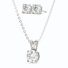 3CTW Moissanite Stud Earrings & Pendant Necklace Set in 14K White Gold Overlay, Charms & Pendants, $ 299.00, A Moment Of Now™