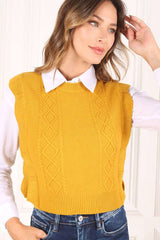 Mustard Round Neck Vest Sweater. Size Samll - Cozy Style, Sweaters, $ 45.00, A Moment Of Now™