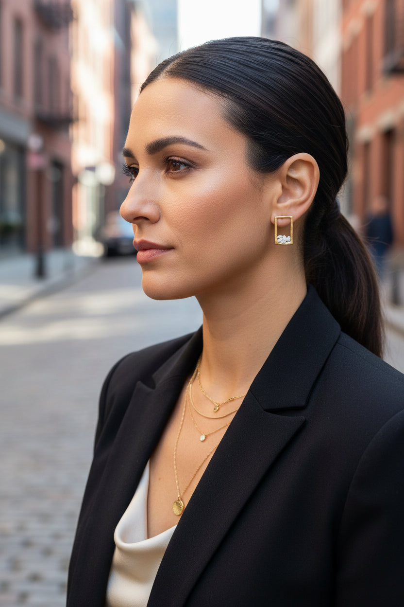 Myrren Gold Plated Frame Shell Decal Dangle Earrings | Boutique In USA, Earrings, $ 10.99, A Moment Of Now™