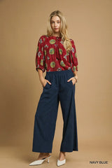 Navy Blue Wide-Leg Corduroy Pants for Chic Comfort, Pants, $ 53.00, A Moment Of Now™