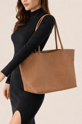 PU Leahter Soft Solid Color Tote Shoulder Bag