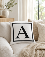 Personalized Initial Border Monogram Throw Pillow | A–Z