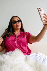 Pink Berry Satin Pajamas Shorts Set