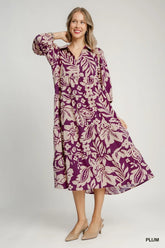 Plum Red Floral Print Tiered Midi Dress | Elegant Style, Dresses, $ 60.00, A Moment Of Now™