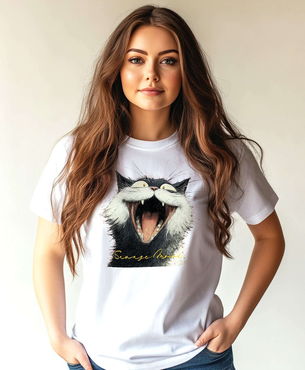 Savage Cat Vibes T-Shirt | Bold Graphic Streetwear, T-shirts, $ 24.50, A Moment Of Now™