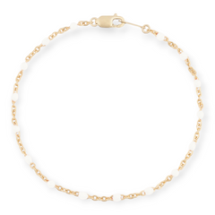 White Daisy Bracelet | 14K Gold Filled Enamel Chain, Bracelets, $ 52.00, A Moment Of Now™