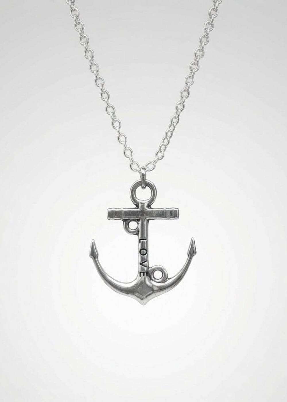 Silver Anchor Love Engraved Pendant Necklace , Necklace, $ 12.99, A Moment Of Now™