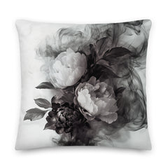 Black and White Smoky Peony Throw Pillow Cushion Cover + Insert