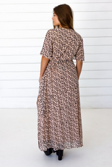 Leopard Maxi Wrap Dress in Blush + Black | Boutique In USA, Dresses, $ 198.00, A Moment Of Now™
