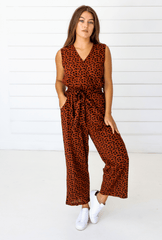 Leopard Sleeveless Jumpsuit in Sienna + Black | Boutique In USA, Jumpsuits, $ 140.00, A Moment Of Now™
