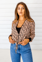 Leopard Bomber in Blush + Black | Boutique In USA, Jackets, $ 130.00, A Moment Of Now™