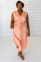 Ginkgo Leaf Shirtdress in Peach + Cream | Boutique In USA, Dresses, $ 140.00, A Moment Of Now™