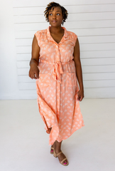 Ginkgo Leaf Shirtdress in Peach + Cream | Boutique In USA, Dresses, $ 140.00, A Moment Of Now™