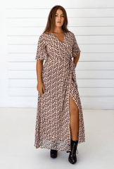 Leopard Maxi Wrap Dress in Blush + Black | Boutique In USA, Dresses, $ 198.00, A Moment Of Now™