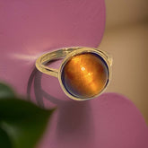 Tiger’s Eye Gemstone Round Ring | Boutique In USA, Rings, $ 65.00, A Moment Of Now™