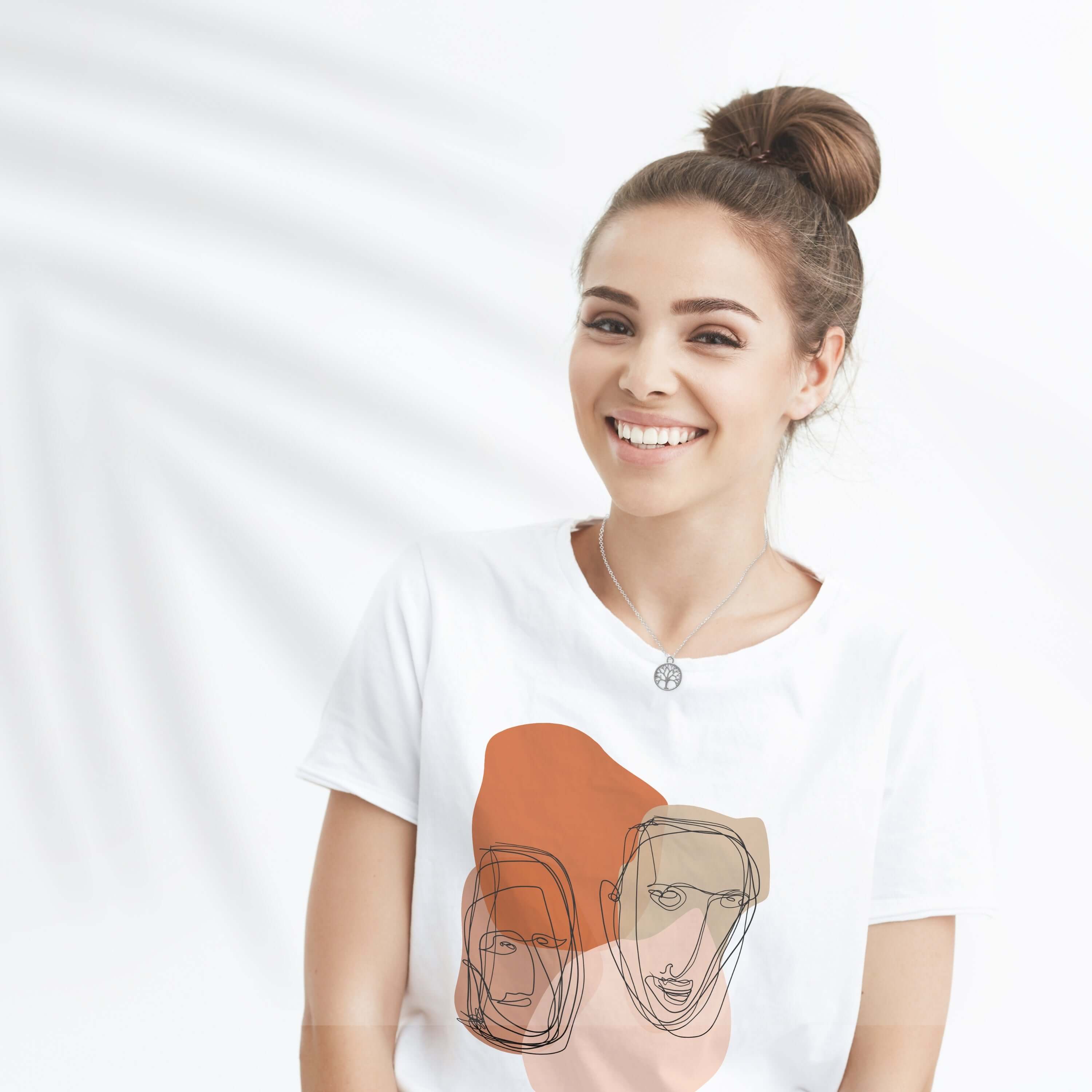 Multiple Faces Abstract Drawing Line Art Unisex T-shirt Tee, T-shirts, $ 44.50, A Moment Of Now™