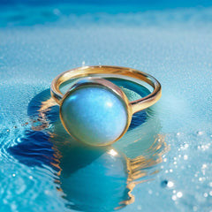Turquoise Gemstone Round Ring - Urban Charm, Rings, $ 65.00, A Moment Of Now™