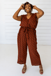 Leopard Sleeveless Jumpsuit in Sienna + Black | Boutique In USA, Jumpsuits, $ 140.00, A Moment Of Now™