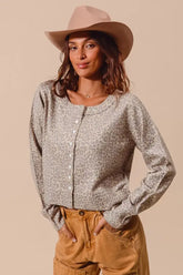 Vintage Oat Grey Two Tone Leopard Cardigan - Chic & Timeless, Cardigans, $ 58.00, A Moment Of Now™