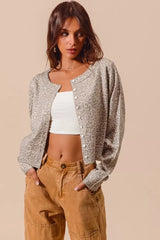 Vintage Oat Grey Two Tone Leopard Cardigan - Chic & Timeless, Cardigans, $ 58.00, A Moment Of Now™