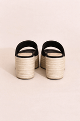 WEBSTER-20 Platform Wedge Slide Heels - Black- US 8