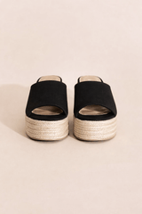 WEBSTER-20 Platform Wedge Slide Heels - Black- US 8