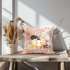 Autumn Watercolor Pumpkin Throw Pillow – Seasonal Farmhouse Cushion