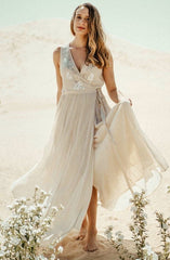 Floral Embroidered Wedding Dress in Cream + Silver | Boutique In USA, Wedding Dress, $ 528.00, A Moment Of Now™
