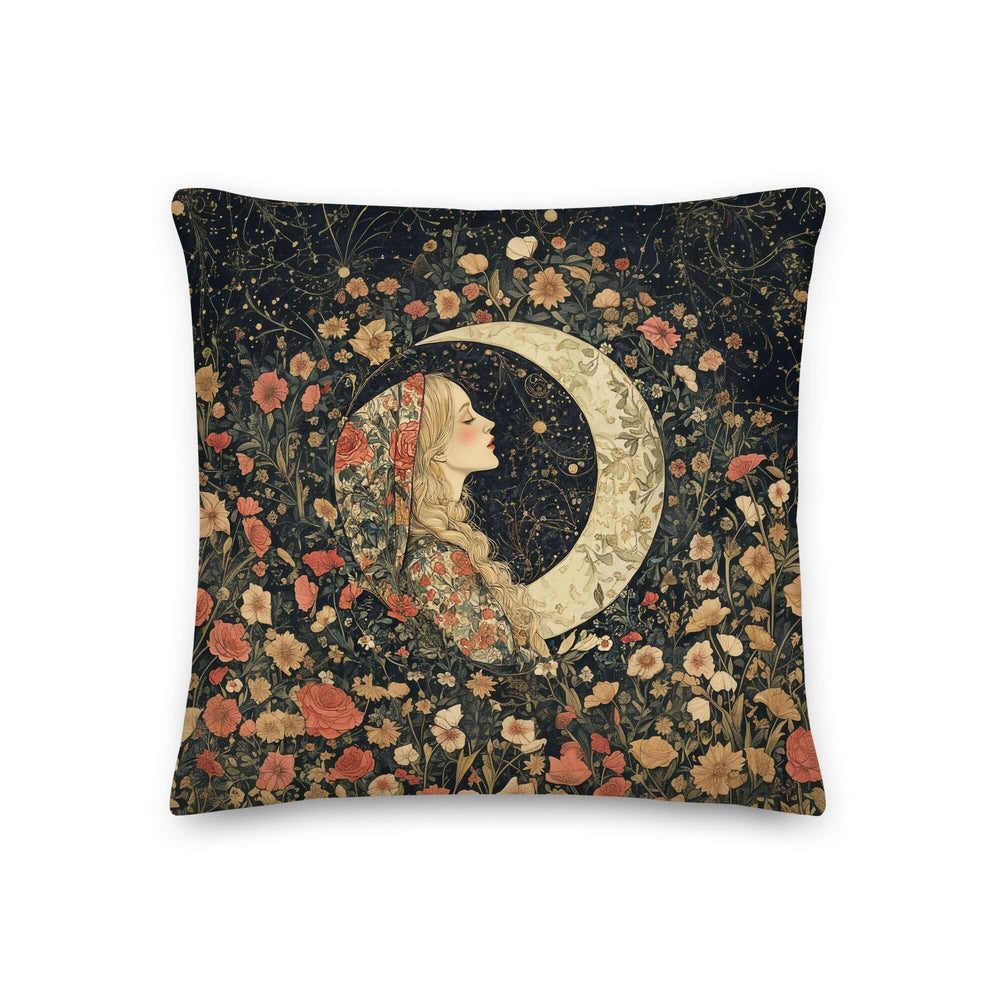 William Morris–Inspired Floral Moon Girl Decorative Throw Pillow, Arts & Crafts Accent Cushion | Boutique In USA, Throw Pillows, $ 55.00, A Moment Of Now™