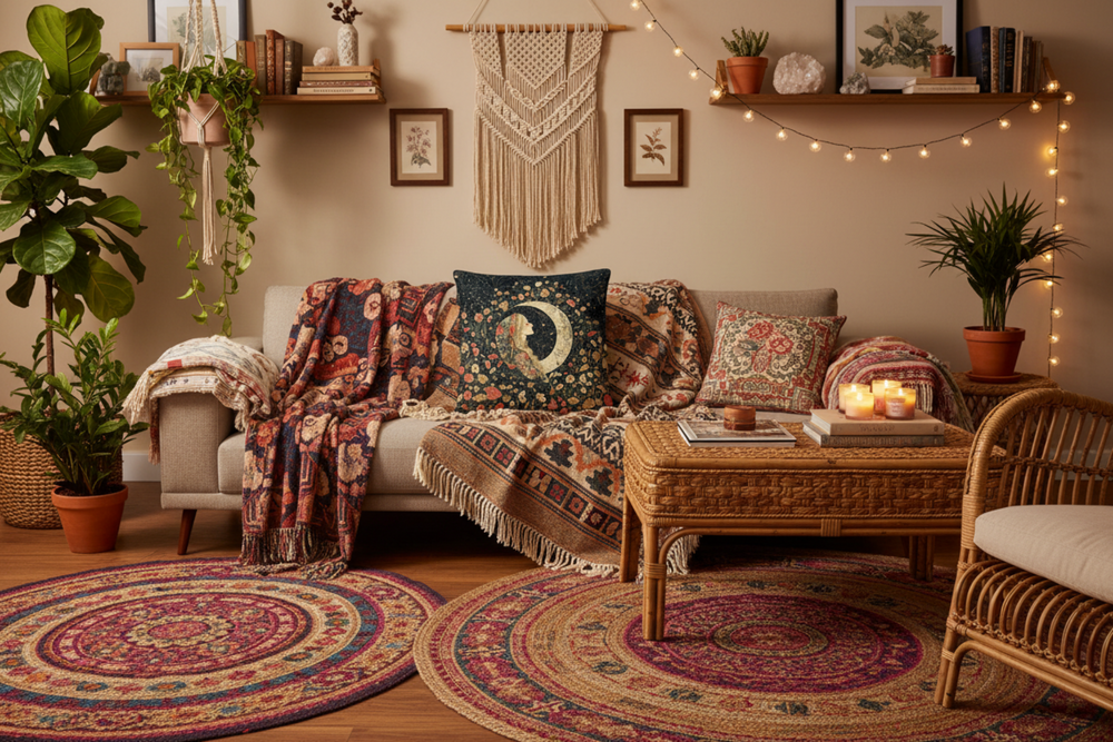 William Morris–Inspired Floral Moon Girl Decorative Throw Pillow, Arts & Crafts Accent Cushion | Boutique In USA, Throw Pillows, $ 55.00, A Moment Of Now™