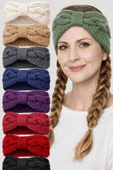 Winter Crochet Bow Twisted Headband - Cozy Elegance, Headbands, $ 15.00, A Moment Of Now™