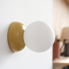 Monroe Ceramic Wall Sconce Lamp with Glass Shade - Handmade in USA