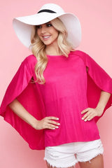 Fuchsia Fold Over Back Detailed Top - Chic & Stylish, Tops, $ 23.00, A Moment Of Now™