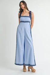 Periwinkle Blue Linen Mix Chevron Jumpsuit, Jumpsuits, $ 109.00, A Moment Of Now™