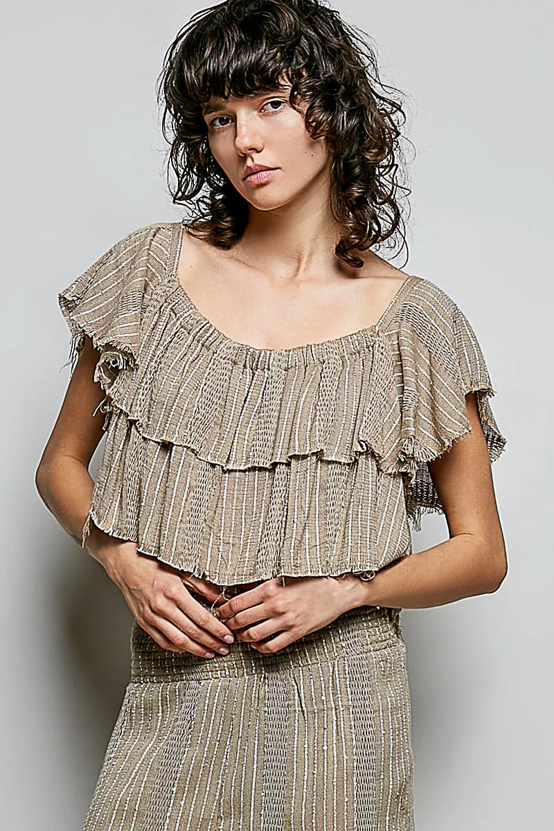 POL Off-Shoulder Ruffle Crop Top, Tops, $ 49.00, A Moment Of Now™