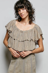 POL Off-Shoulder Ruffle Crop Top, Tops, $ 49.00, A Moment Of Now™