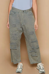 French Blue Distressed Hem Wide Leg Pants, Pants, $ 69.00, A Moment Of Now™