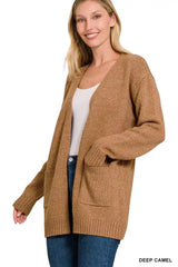 Camel Brown Open Front Sweater Cardigan | Boutique In USA, Cardigans, $ 48.00, A Moment Of Now™