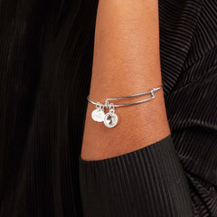April Clear Crystal Birthstone Charm Bangle | Boutique In USA, Bracelets, $ 28.00, A Moment Of Now™