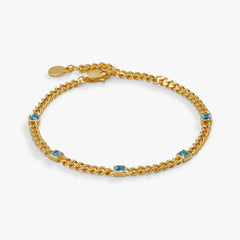 March Birthstone Aquamarine Curb Chain Bracelet, Bracelets, $ 28.00, A Moment Of Now™