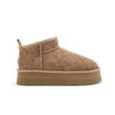 Cosy Ultra Short Platform Boots Embossed Taupe
