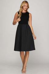 Plus Size Black Sleeveless Midi Dress with Pockets, Dresses, $ 58.00, A Moment Of Now™