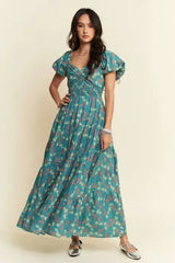 Teal Green Sweetheart Neck Tiered Maxi Dress, Dresses, $ 72.00, A Moment Of Now™