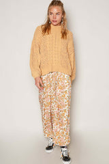 Honey Gold Mock Neck Cable Knit Sweater, Sweaters, $ 58.00, A Moment Of Now™